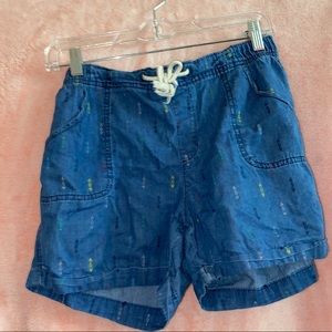 Faux Jean Shorts with Emblem